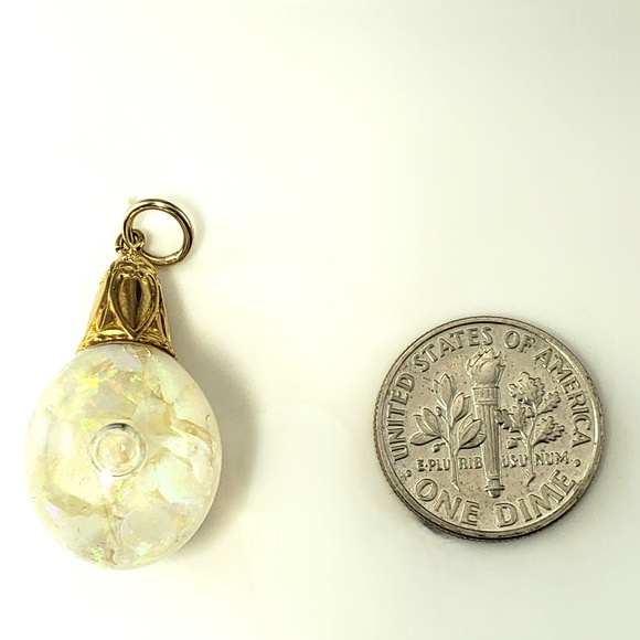 14 Karat Yellow Gold Floating Opal Pendant #20197 - Picture 4 of 7
